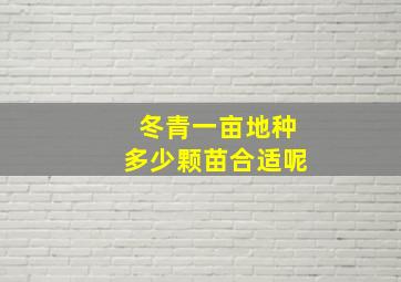 冬青一亩地种多少颗苗合适呢