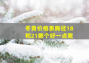 冬青价格表胸径18和21哪个好一点呢