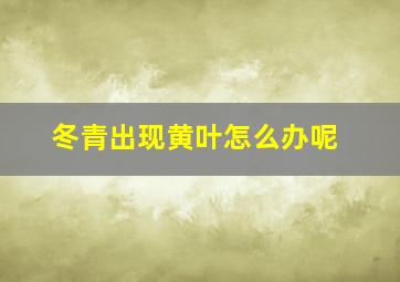 冬青出现黄叶怎么办呢