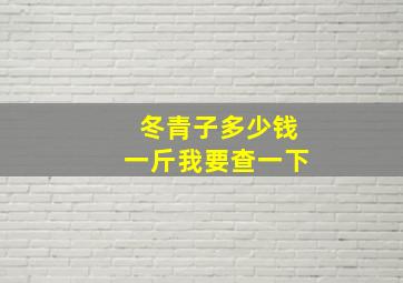 冬青子多少钱一斤我要查一下