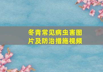 冬青常见病虫害图片及防治措施视频