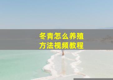 冬青怎么养殖方法视频教程