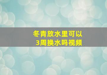 冬青放水里可以3周换水吗视频