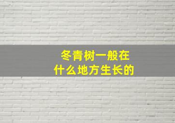 冬青树一般在什么地方生长的