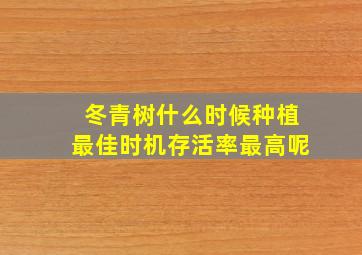 冬青树什么时候种植最佳时机存活率最高呢