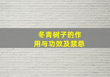 冬青树子的作用与功效及禁忌