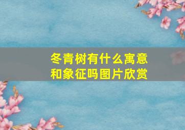 冬青树有什么寓意和象征吗图片欣赏