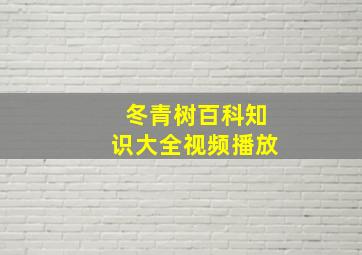 冬青树百科知识大全视频播放