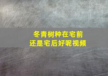 冬青树种在宅前还是宅后好呢视频