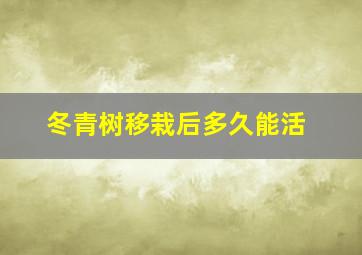 冬青树移栽后多久能活