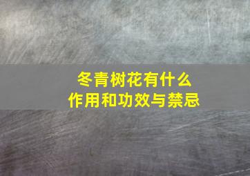 冬青树花有什么作用和功效与禁忌