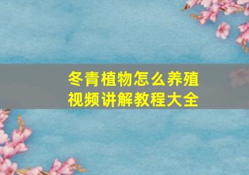 冬青植物怎么养殖视频讲解教程大全