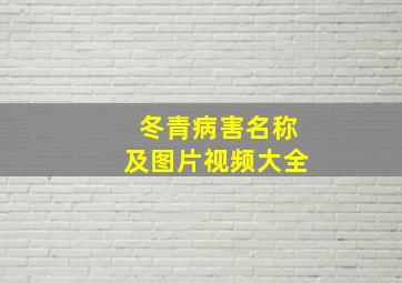 冬青病害名称及图片视频大全