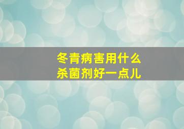 冬青病害用什么杀菌剂好一点儿