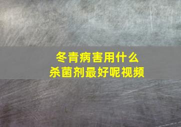 冬青病害用什么杀菌剂最好呢视频