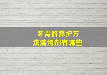 冬青的养护方法清污剂有哪些