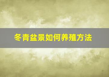 冬青盆景如何养殖方法