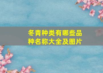 冬青种类有哪些品种名称大全及图片