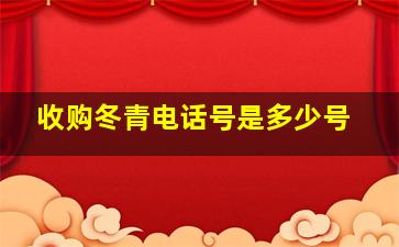 收购冬青电话号是多少号