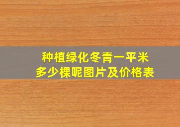 种植绿化冬青一平米多少棵呢图片及价格表