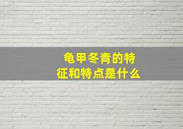 龟甲冬青的特征和特点是什么